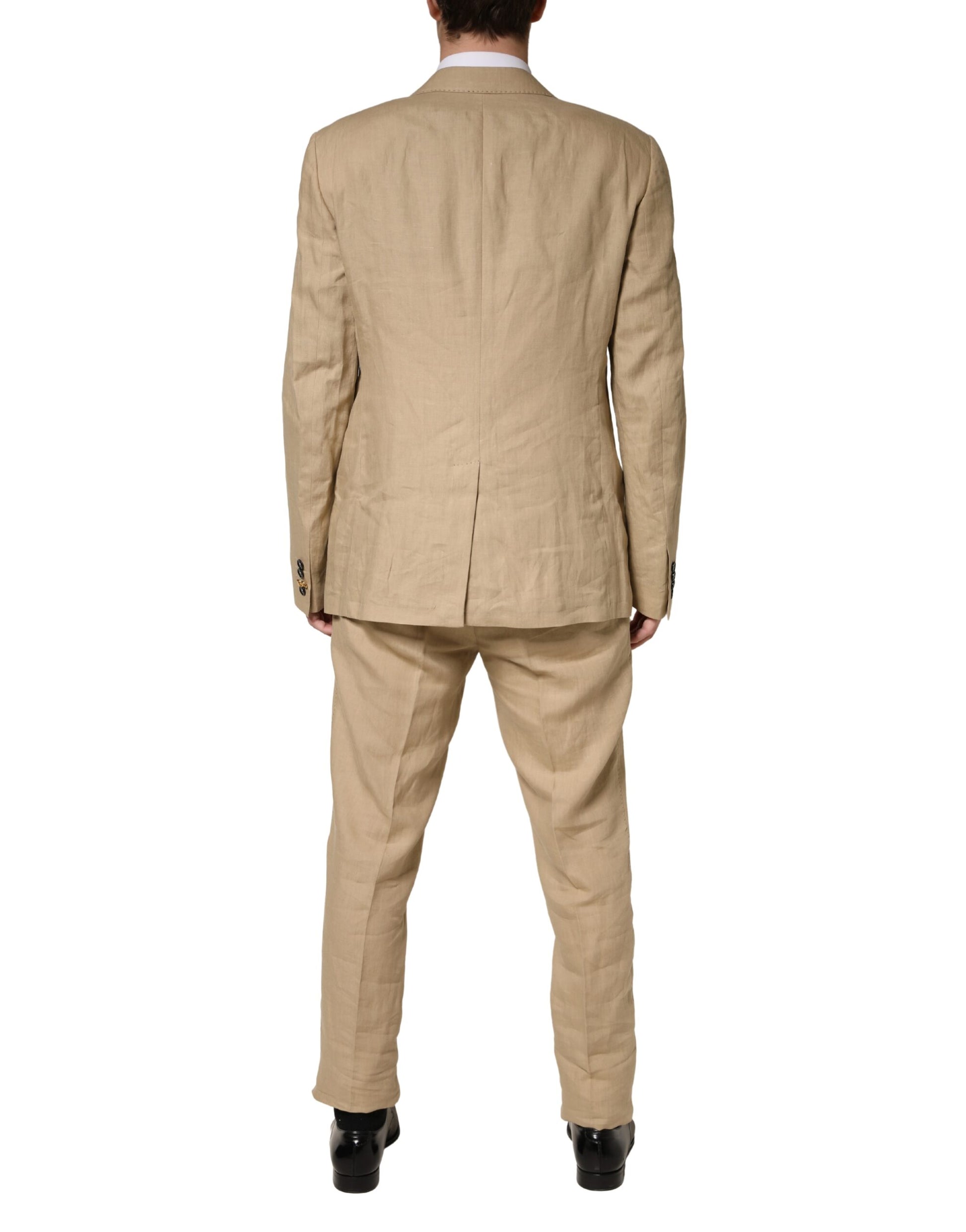 Dolce & Gabbana Beige Linen TAORMINA Single Breasted Formal 2 Piece Suit