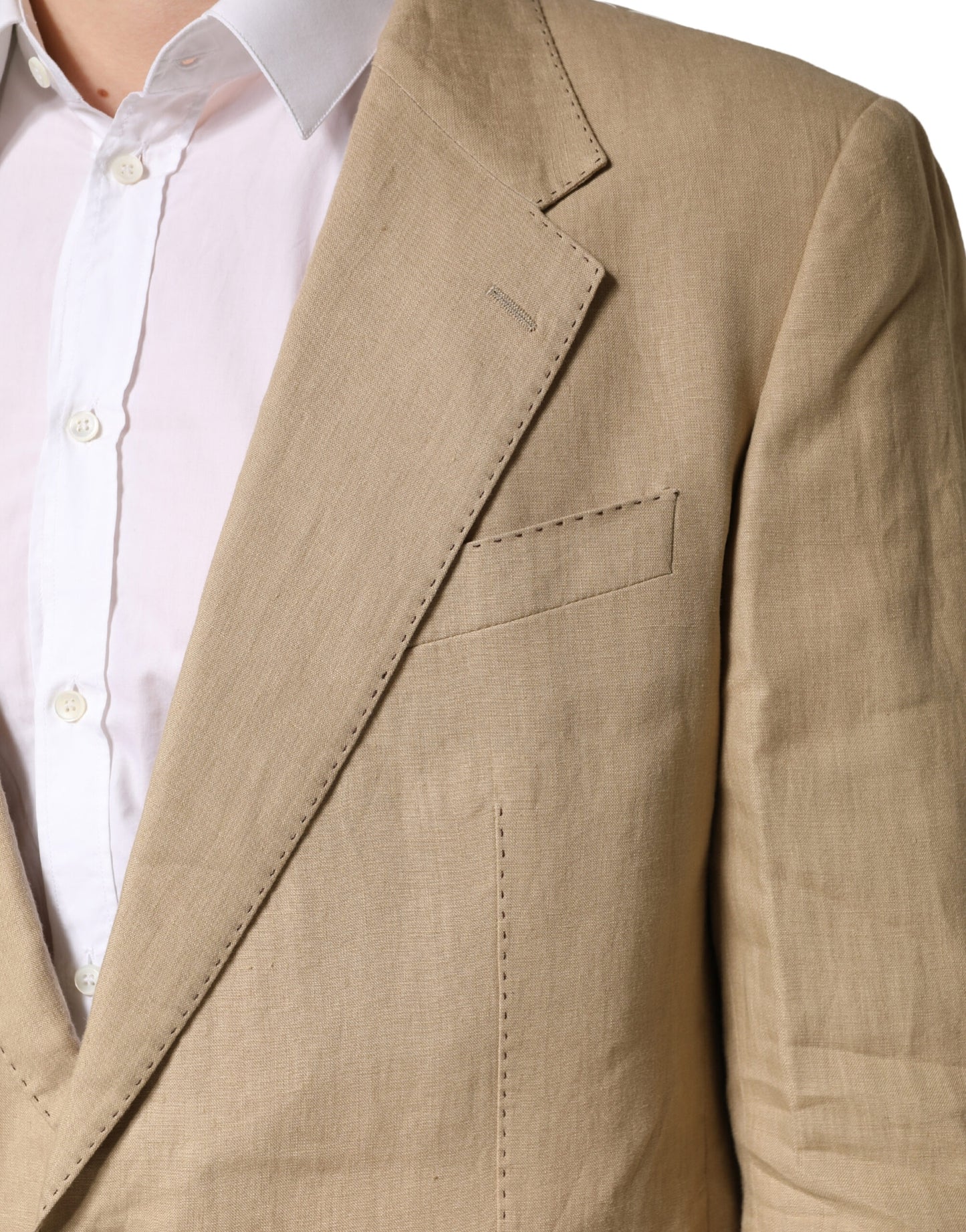 Dolce & Gabbana Beige Linen TAORMINA Single Breasted Formal 2 Piece Suit