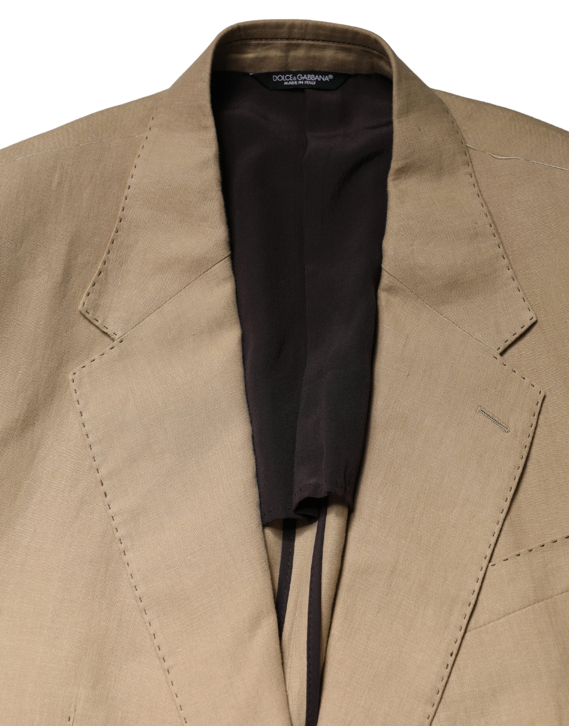 Dolce & Gabbana Beige Linen TAORMINA Single Breasted Formal 2 Piece Suit