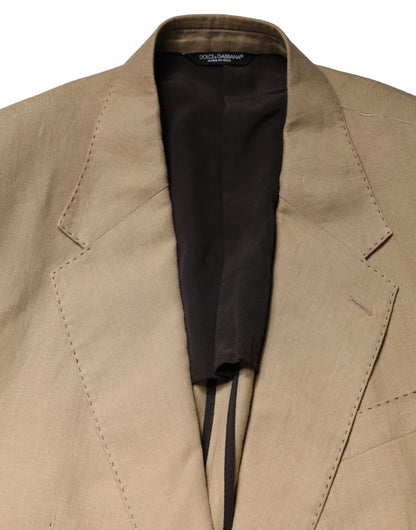 Dolce & Gabbana Beige Linen TAORMINA Single Breasted Formal 2 Piece Suit