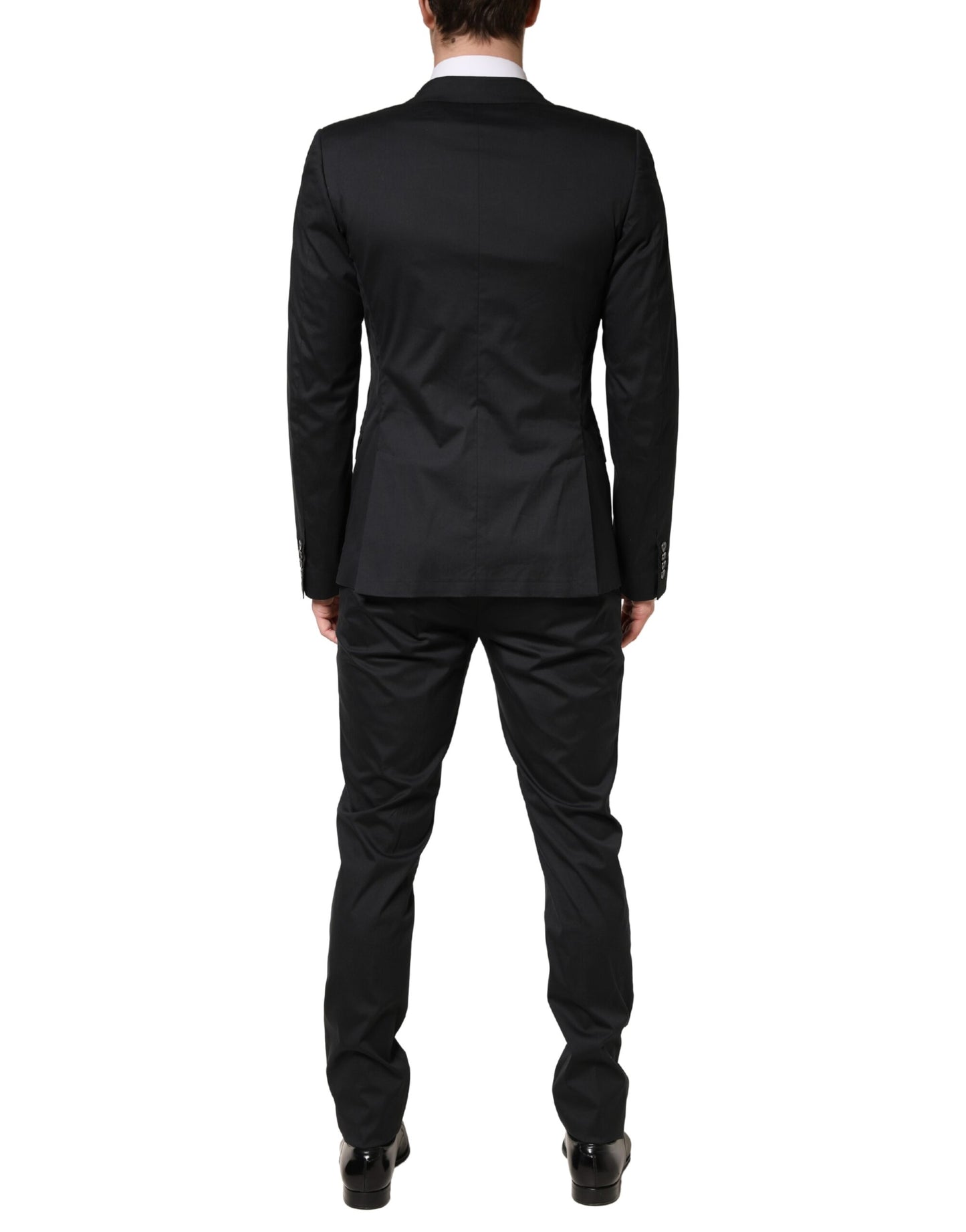 Dolce & Gabbana Black Cotton Single Breasted Slim Fit 2 Piece Suit