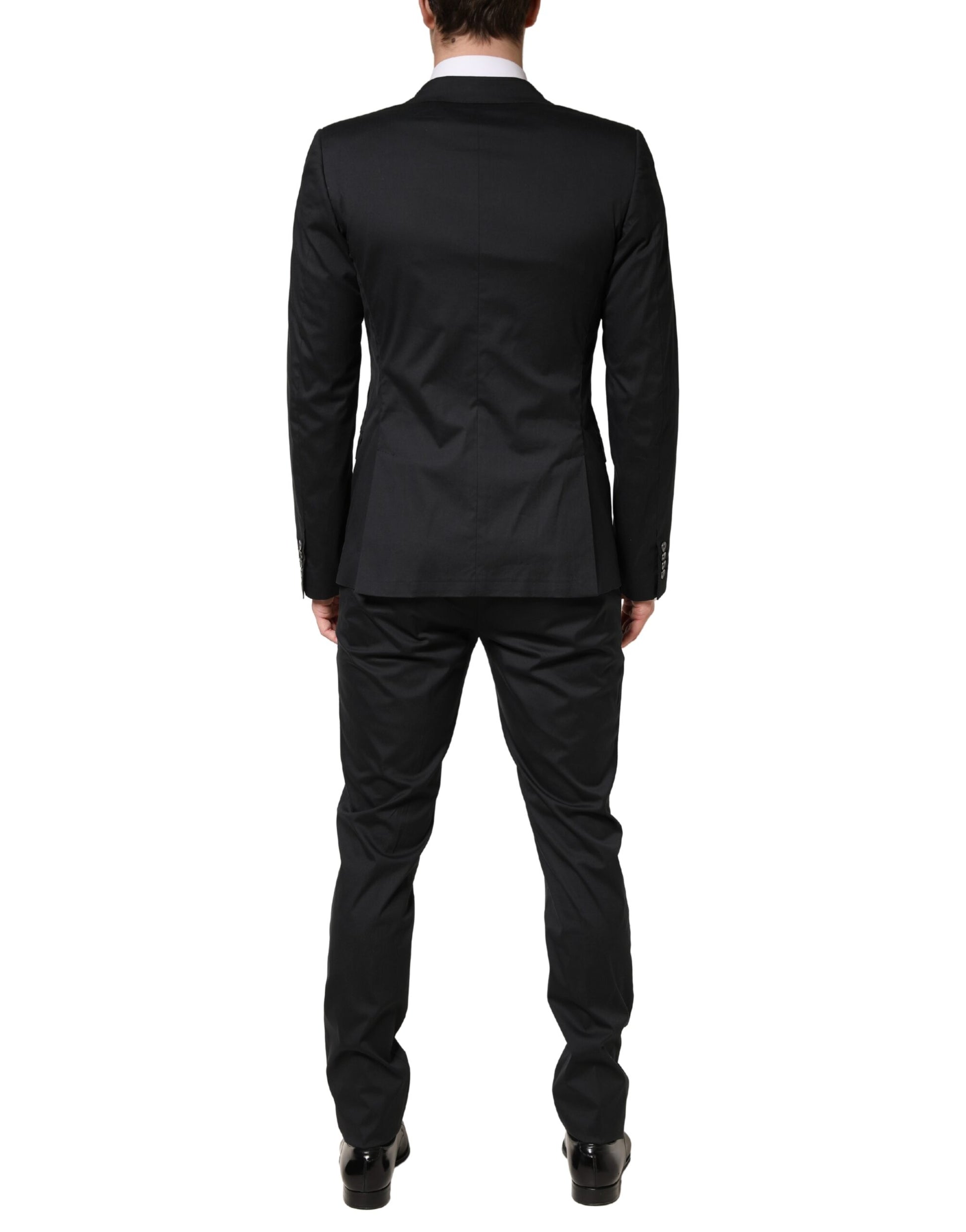 Dolce & Gabbana Black Cotton Single Breasted Slim Fit 2 Piece Suit