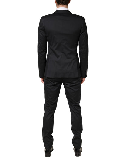 Dolce & Gabbana Black Cotton Single Breasted Slim Fit 2 Piece Suit
