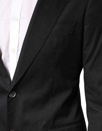 Dolce & Gabbana Black Cotton Single Breasted Slim Fit 2 Piece Suit