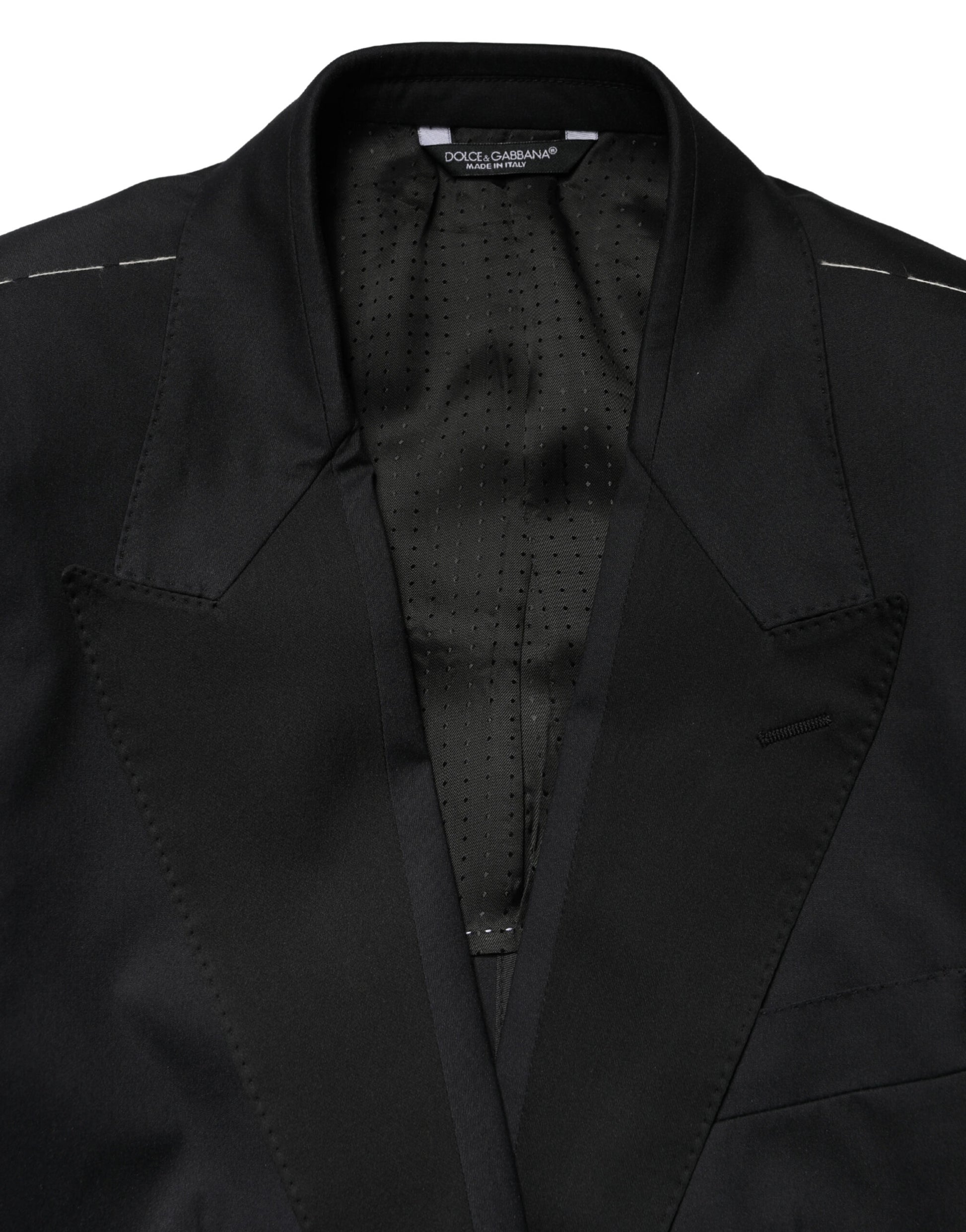 Dolce & Gabbana Black Cotton Single Breasted Slim Fit 2 Piece Suit