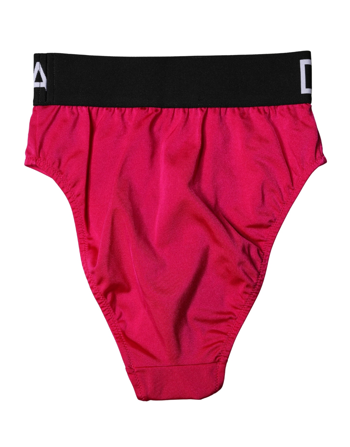 Dolce & Gabbana Pink & Black Logo Rhinestone Embellished High-Waist Panties