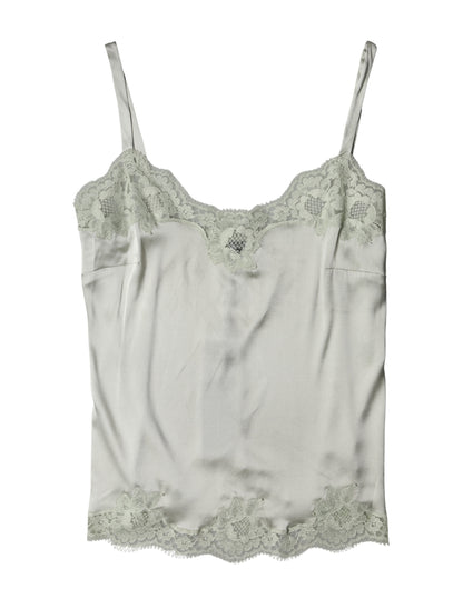 Dolce & Gabbana Light Green Floral Lace Lingerie Top