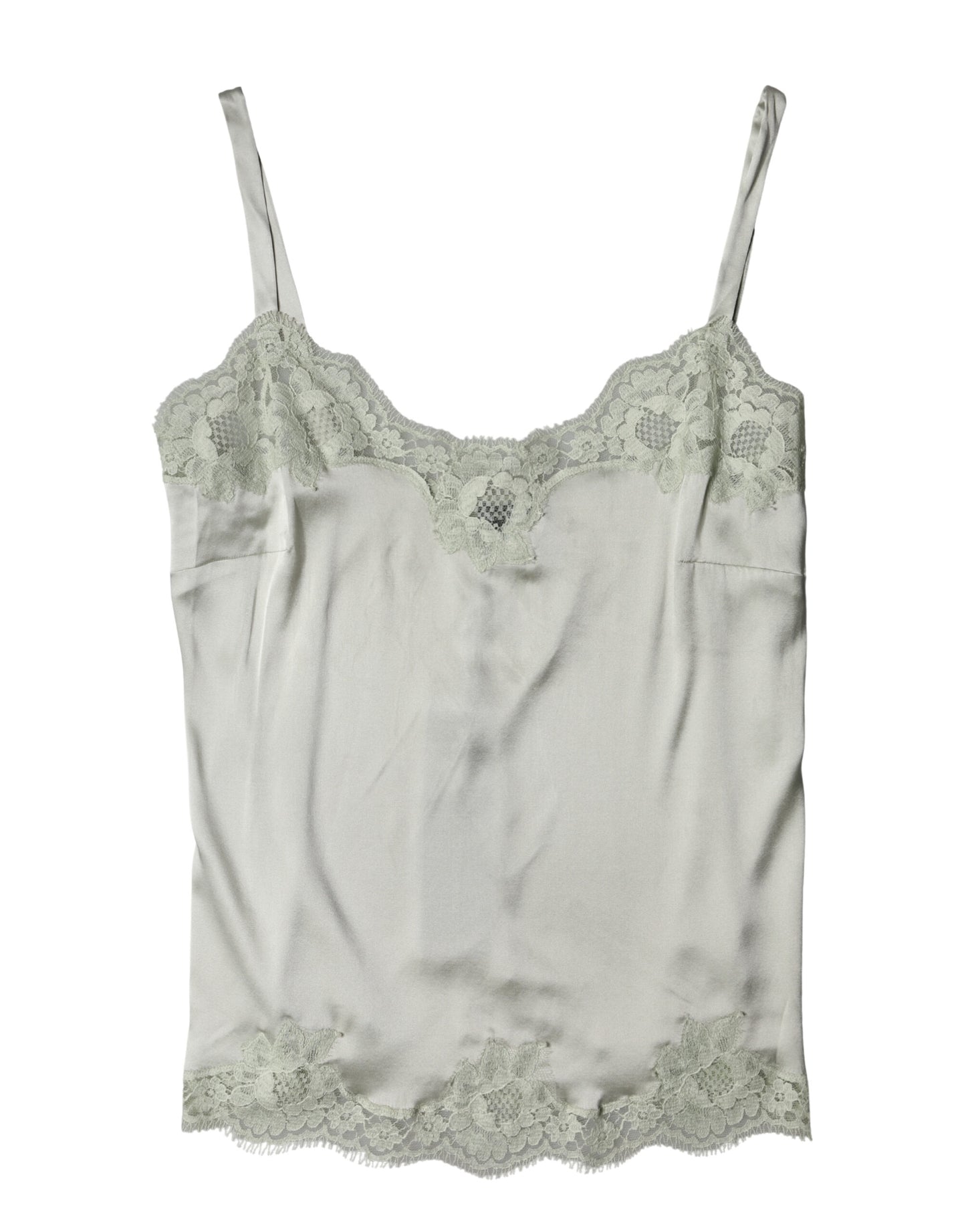 Dolce & Gabbana Light Green Floral Lace Lingerie Top