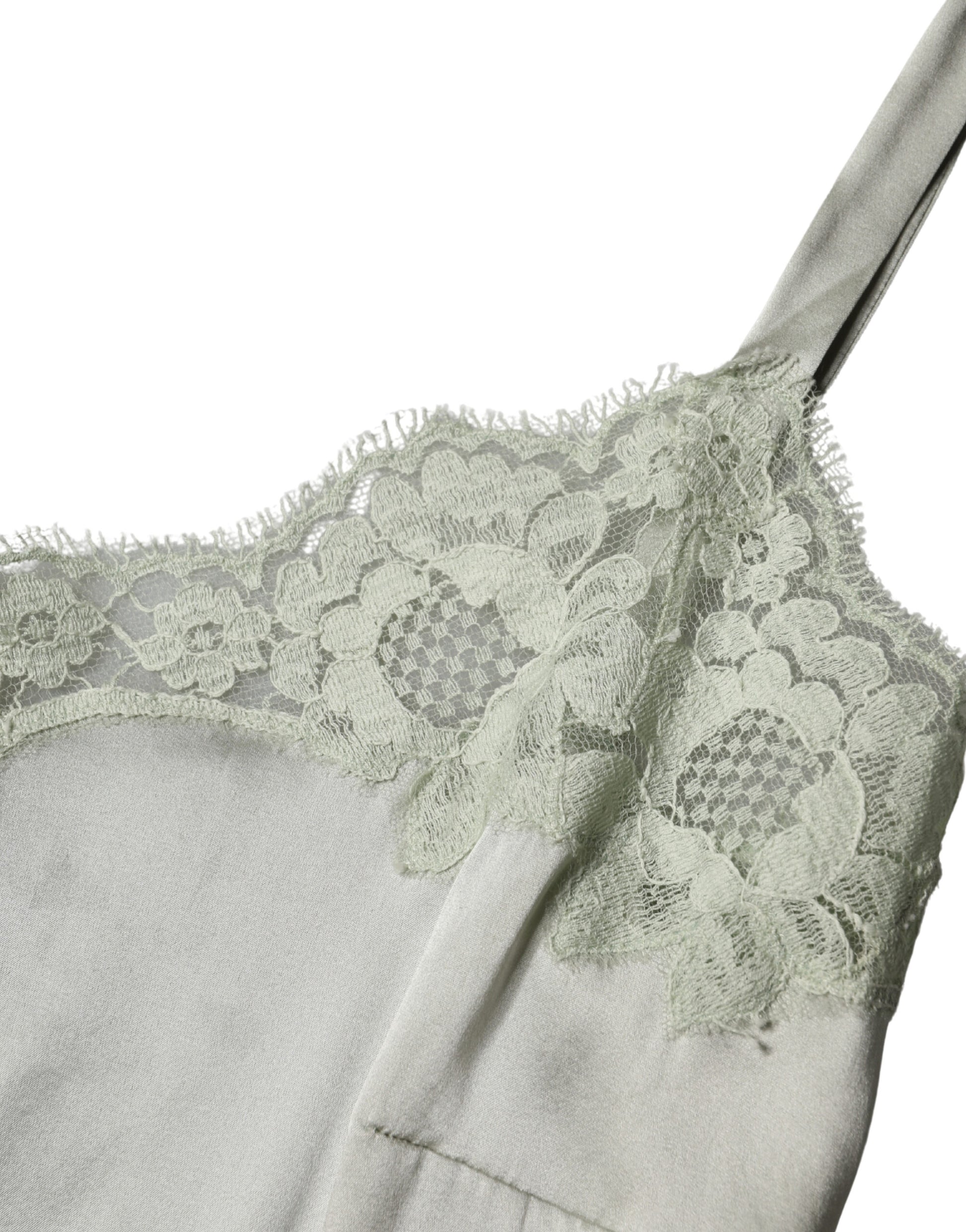 Dolce & Gabbana Light Green Floral Lace Lingerie Top
