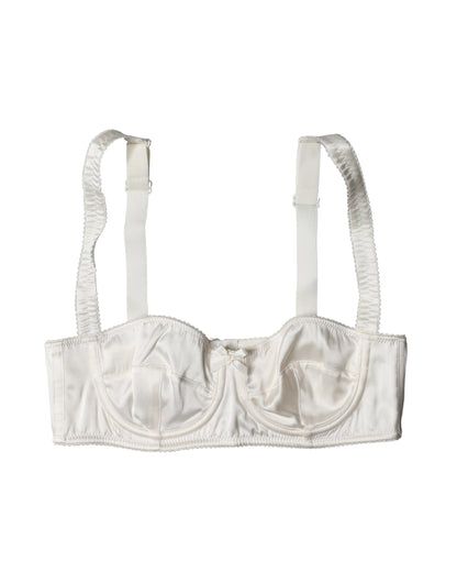 Dolce & Gabbana White Silk Satin Underwire Bra