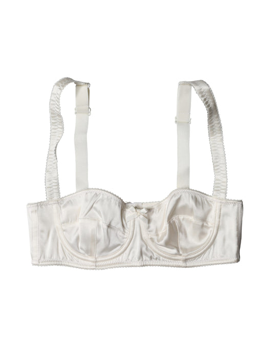 Dolce & Gabbana White Silk Satin Underwire Bra