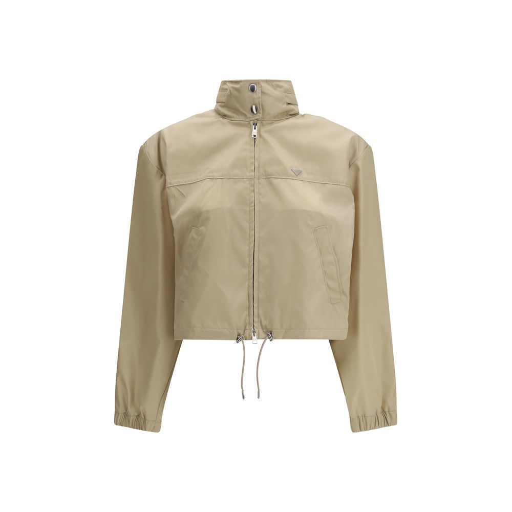 Prada Beige Re-Nylon Cropped Shell Jacket