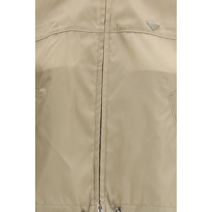 Prada Beige Re-Nylon Cropped Shell Jacket