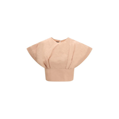 PINKO Peach Nevache Taffeta Cropped Top