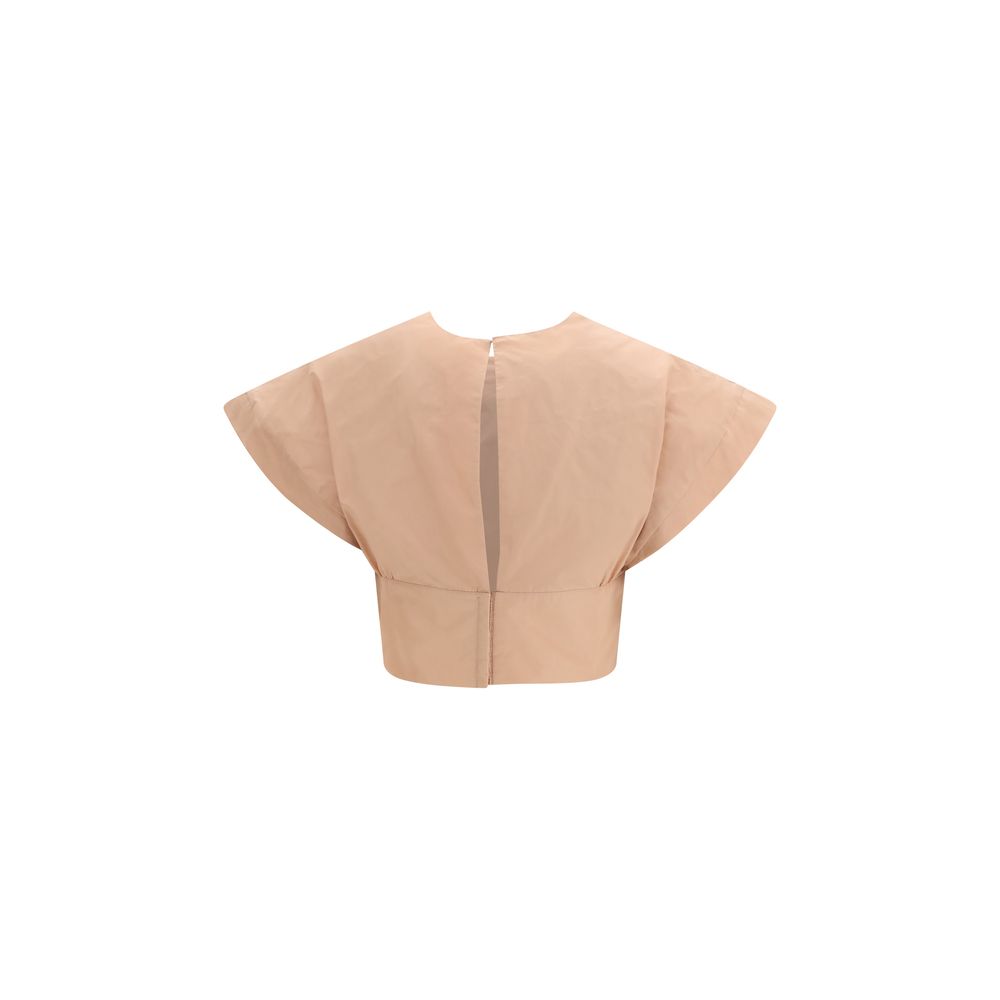 PINKO Peach Nevache Taffeta Cropped Top