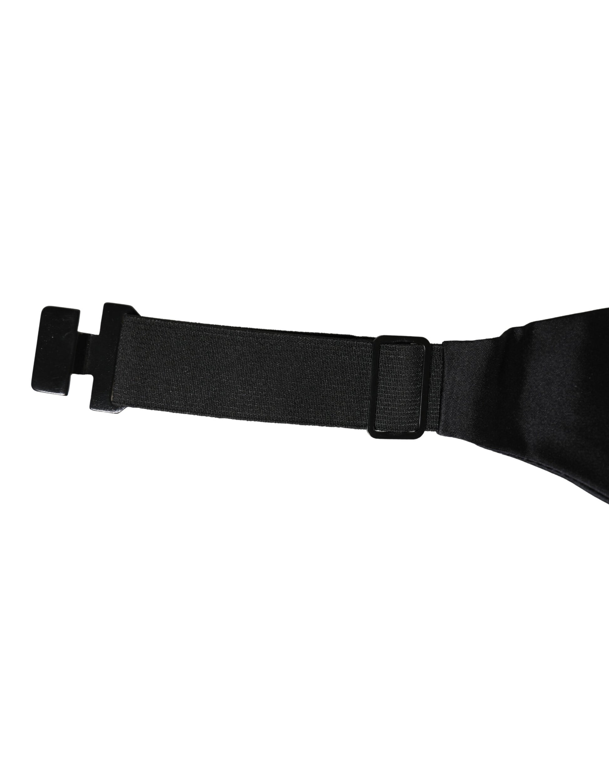 Dolce & Gabbana Black 100% Silk Wide Belt Waist Cummerbund