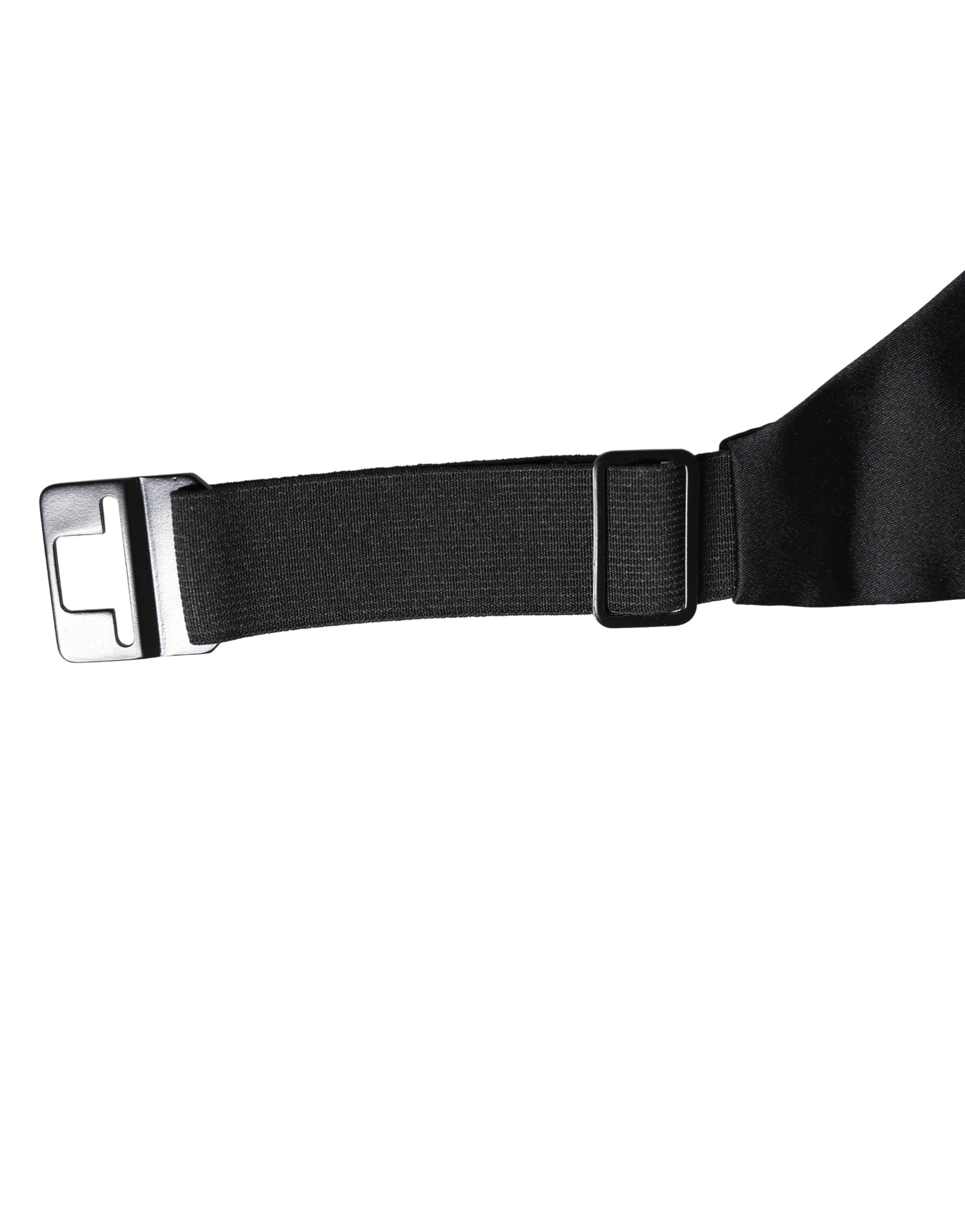 Dolce & Gabbana Black 100% Silk Wide Belt Waist Cummerbund