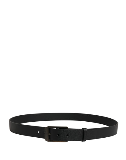 Dolce & Gabbana Black Calf Leather Gold Metal Buckle Belt