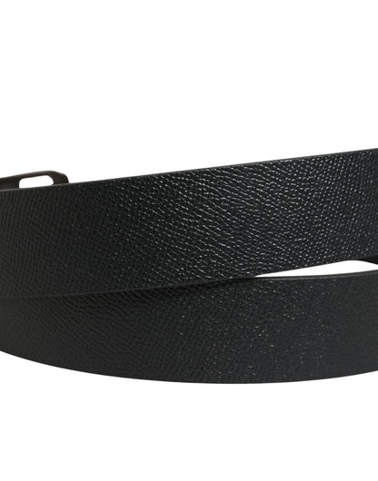 Dolce & Gabbana Black Calf Leather Gold Metal Buckle Belt