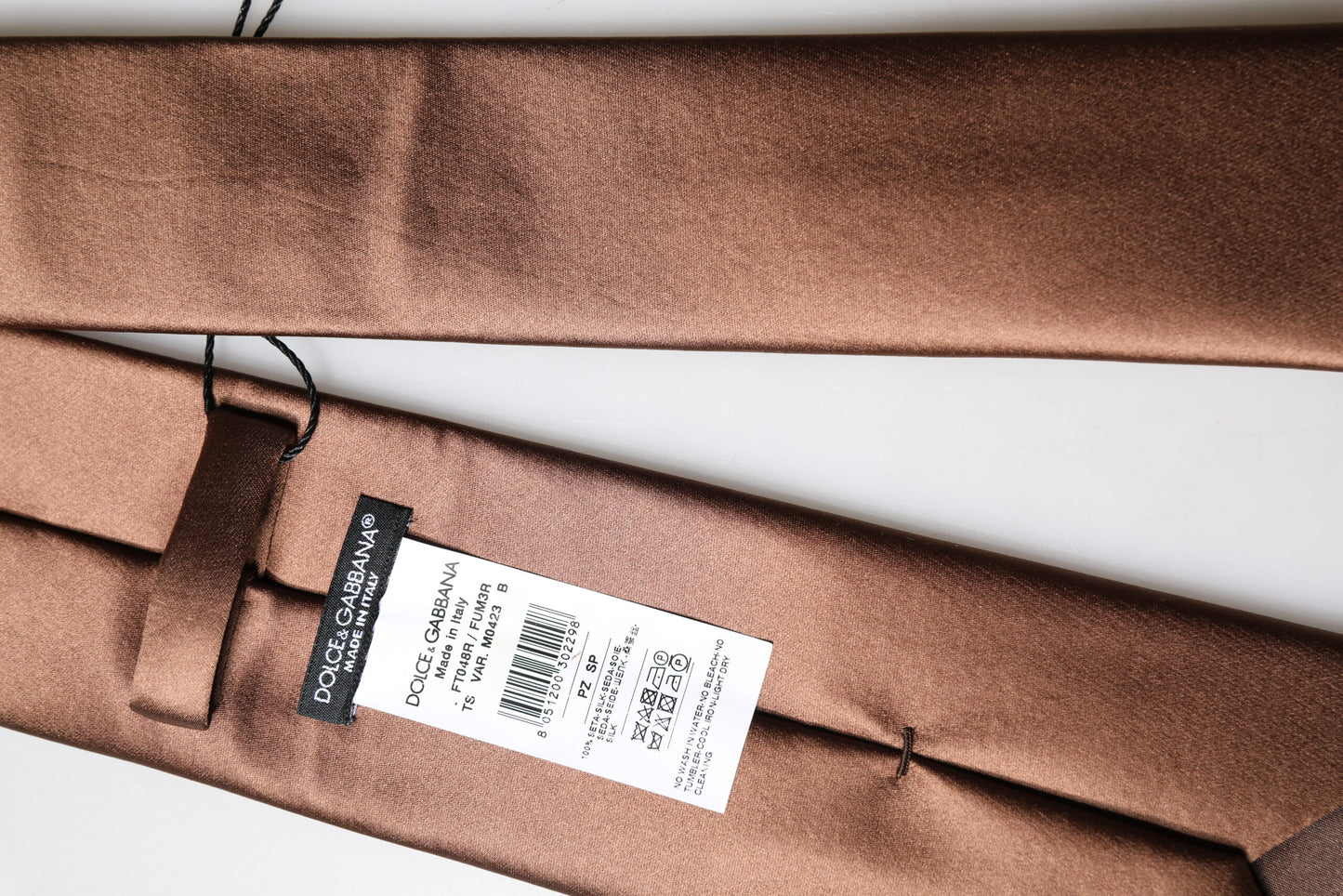 Dolce & Gabbana Brown Satin Silk Wide Adjustable Men Necktie