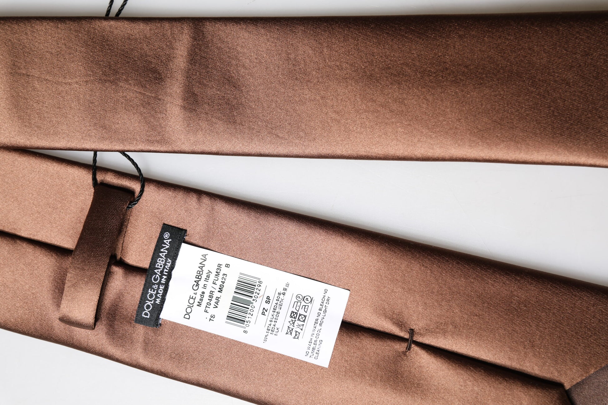 Dolce & Gabbana Brown Satin Silk Wide Adjustable Men Necktie