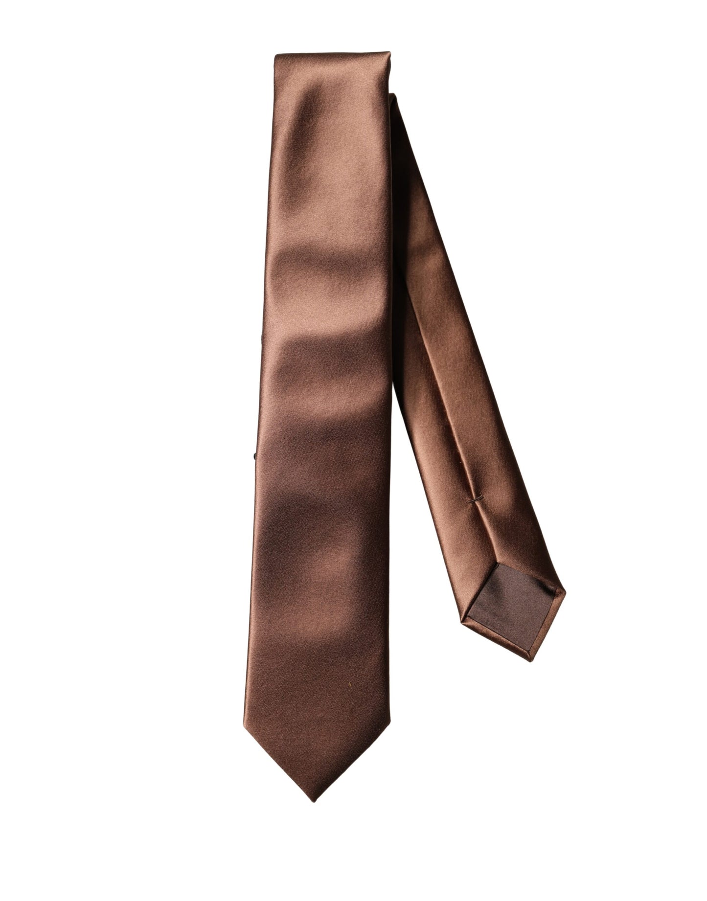 Dolce & Gabbana Brown Satin Silk Wide Adjustable Men Necktie