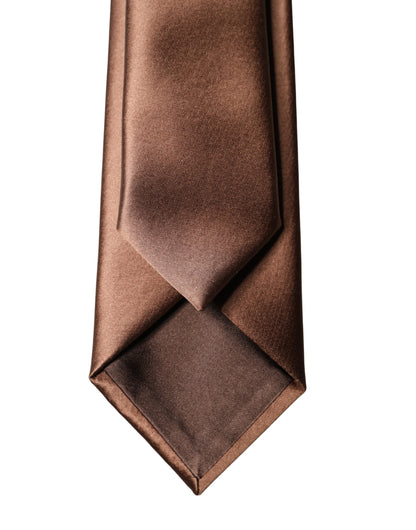 Dolce & Gabbana Brown Satin Silk Wide Adjustable Men Necktie