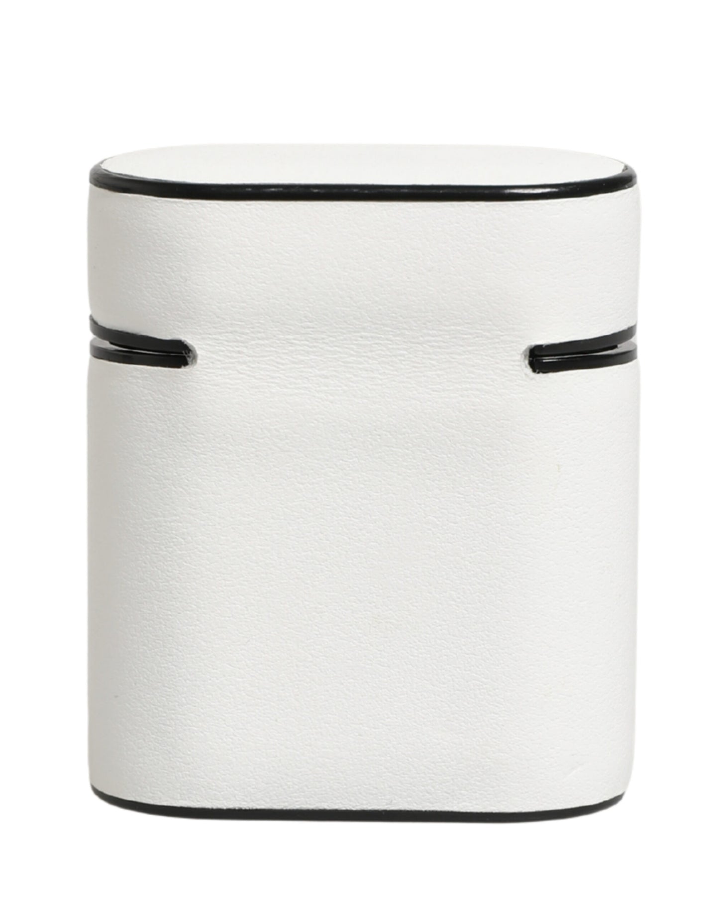 Dolce & Gabbana White Calf Leather Logo Print Flip Holder Airpods Case