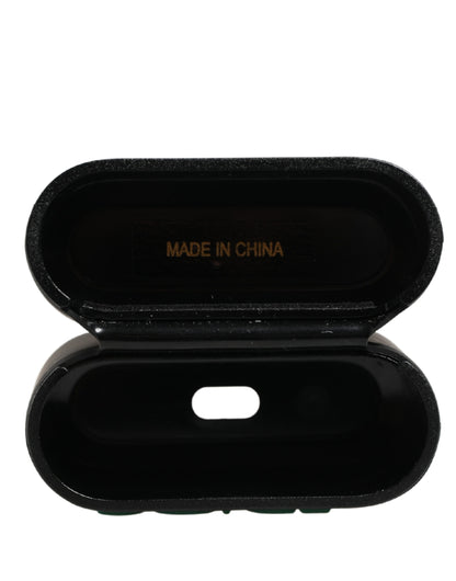 Dolce & Gabbana Black PVC Embossed Logo Flip Holder Airpods Case