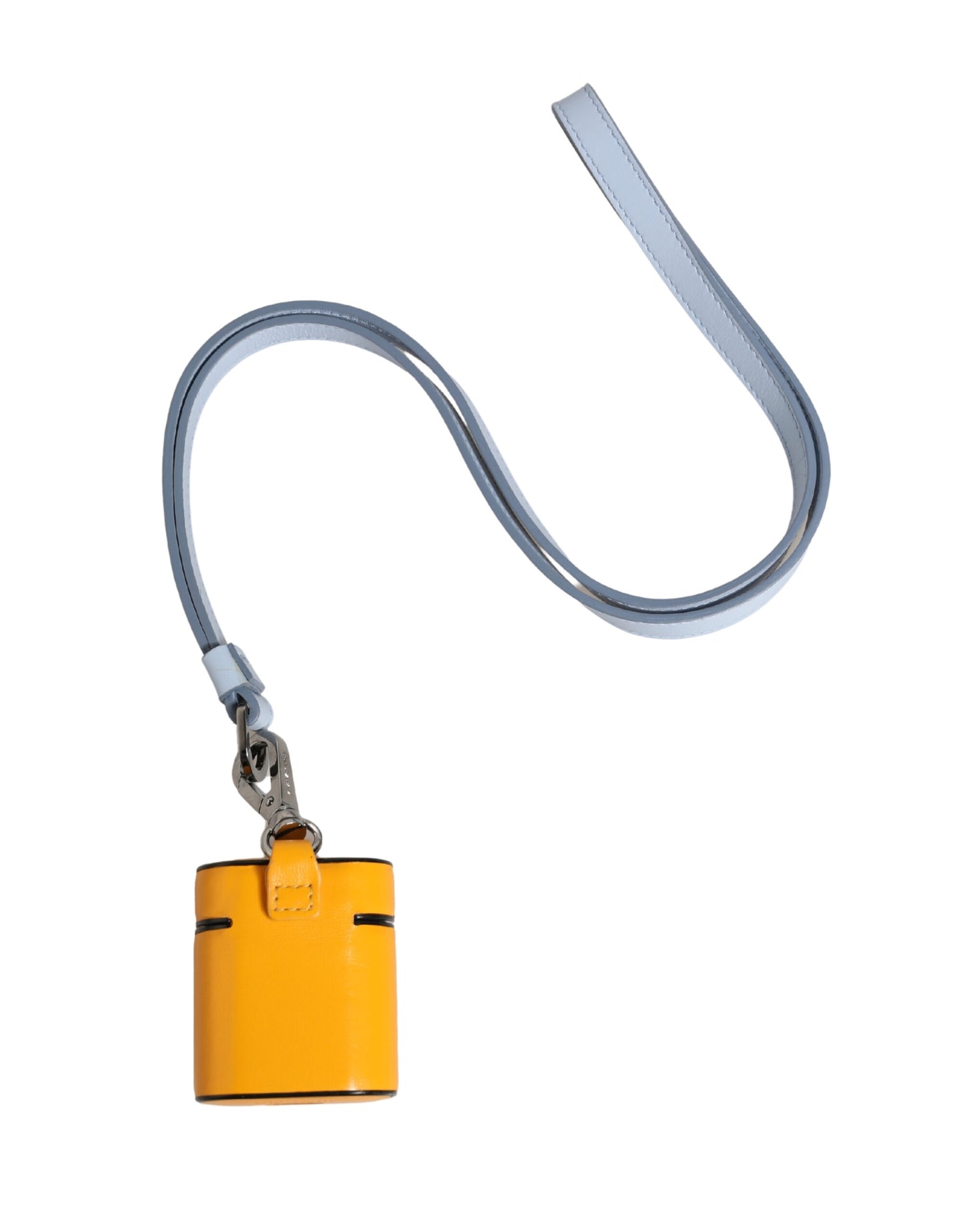 Dolce & Gabbana Yellow Calf Leather Logo Flip Holder Strap Airpods Case