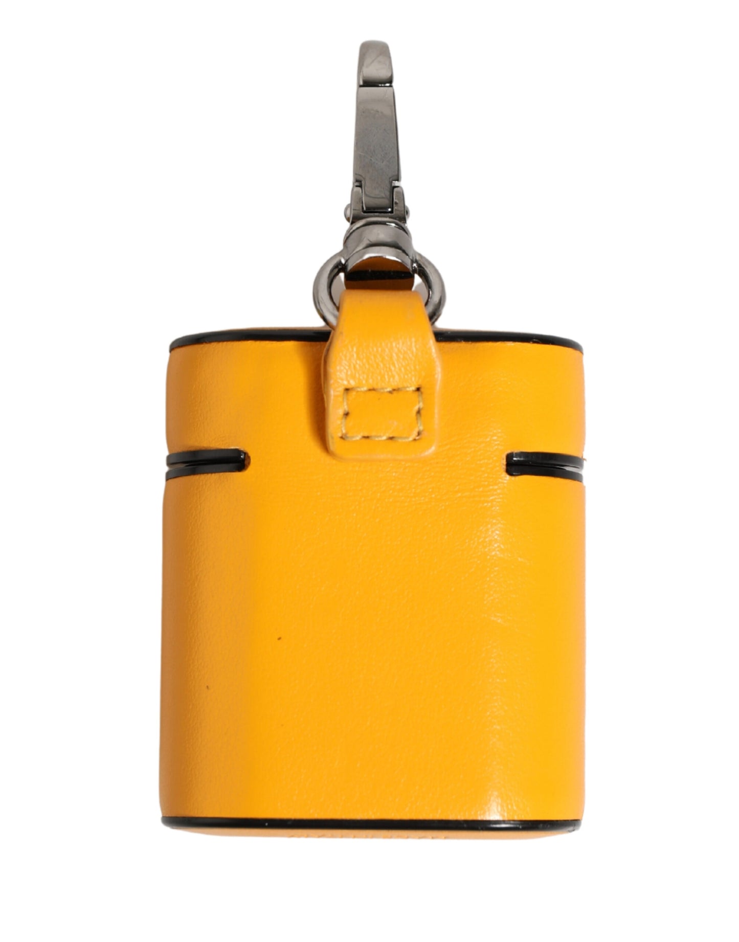 Dolce & Gabbana Yellow Calf Leather Logo Flip Holder Strap Airpods Case