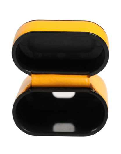 Dolce & Gabbana Yellow Calf Leather Logo Flip Holder Strap Airpods Case
