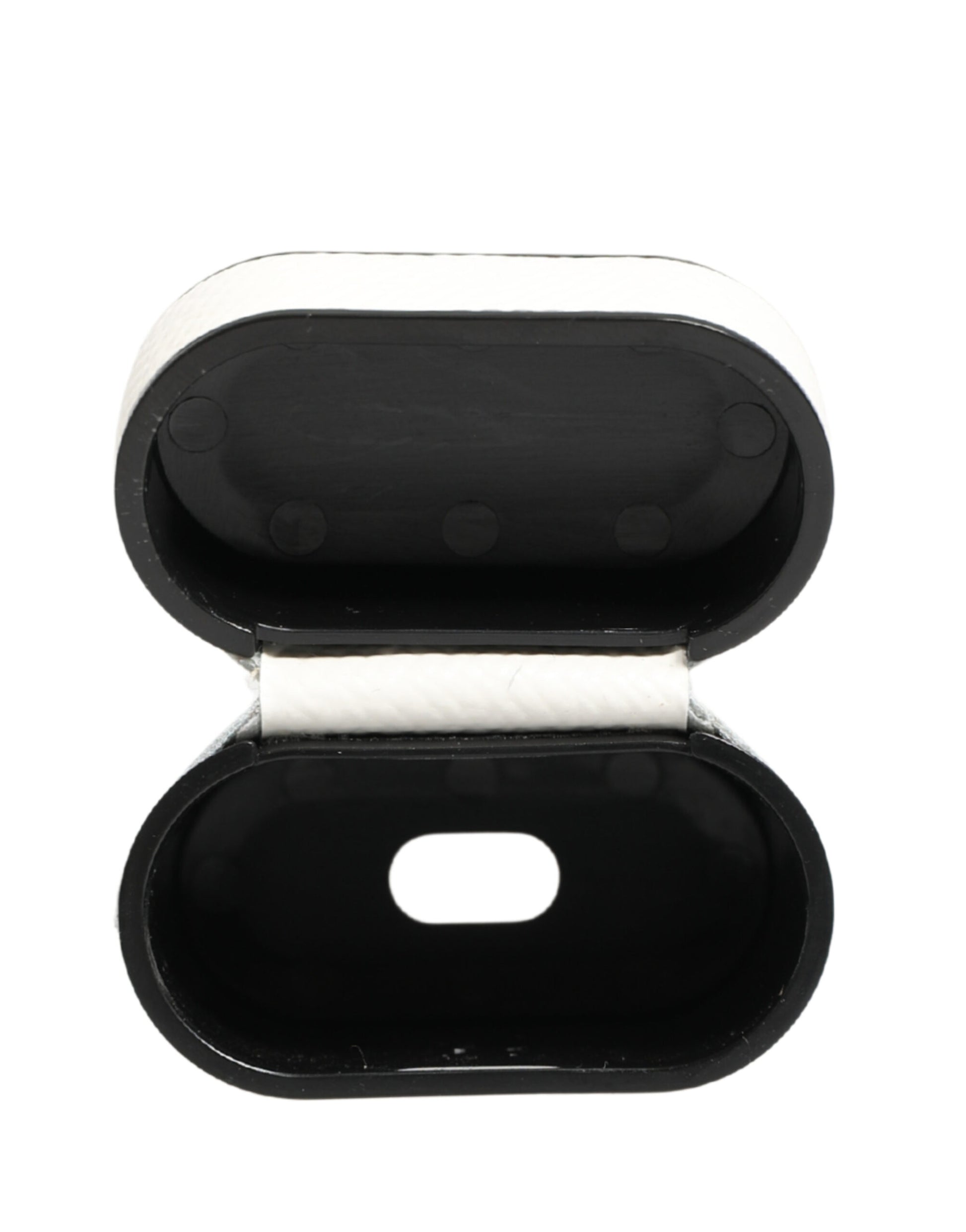 Dolce & Gabbana White Calf Leather Logo Flip Holder Strap Airpods Case