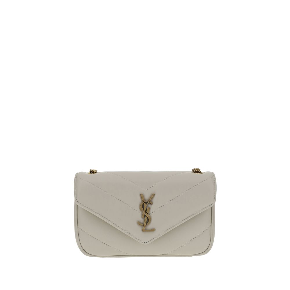 Saint Laurent Grey Lamb Leather LouLou Mini Shoulder Bag