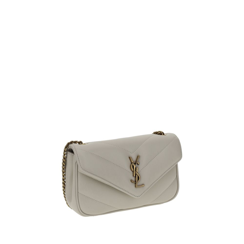Saint Laurent Grey Lamb Leather LouLou Mini Shoulder Bag