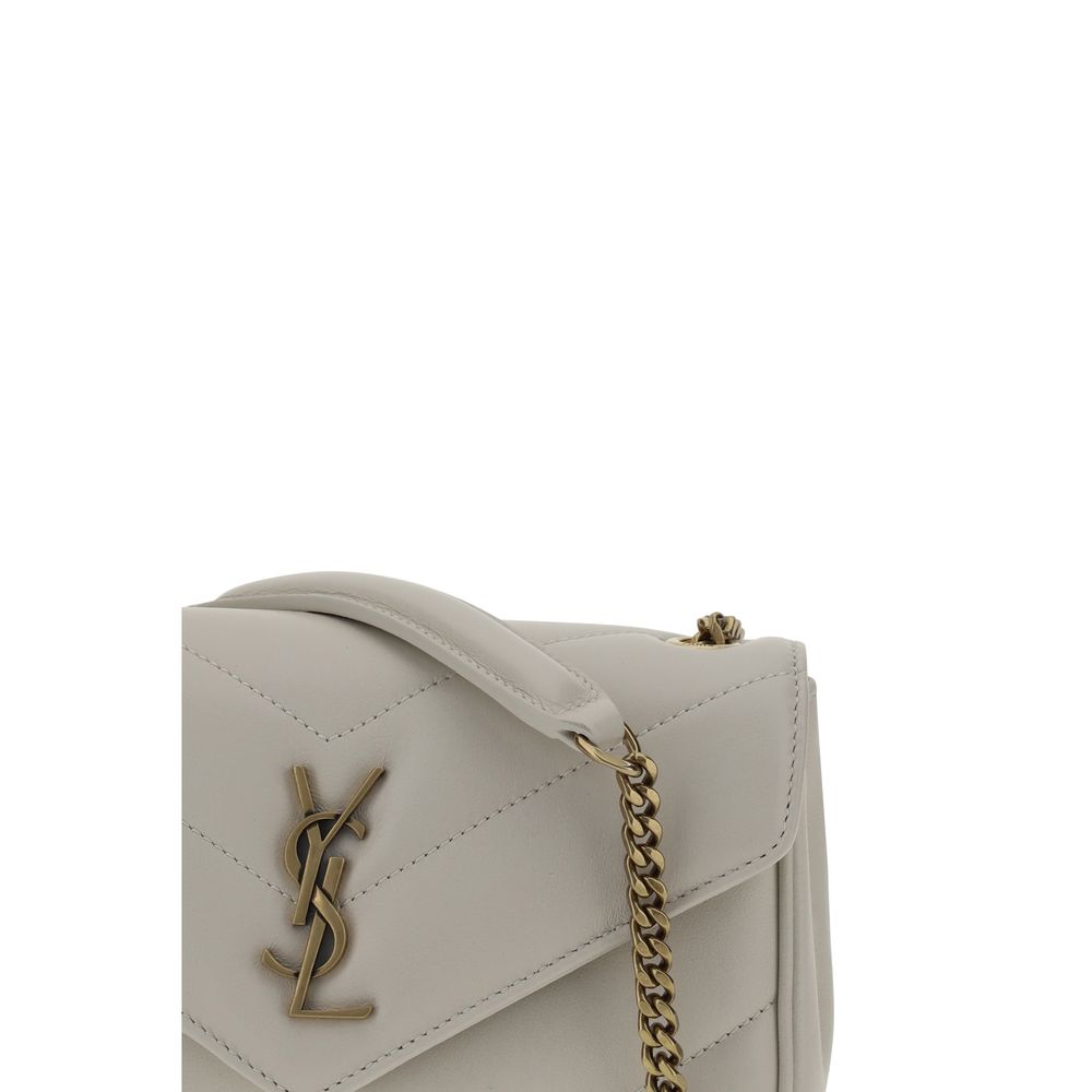 Saint Laurent Grey Lamb Leather LouLou Mini Shoulder Bag