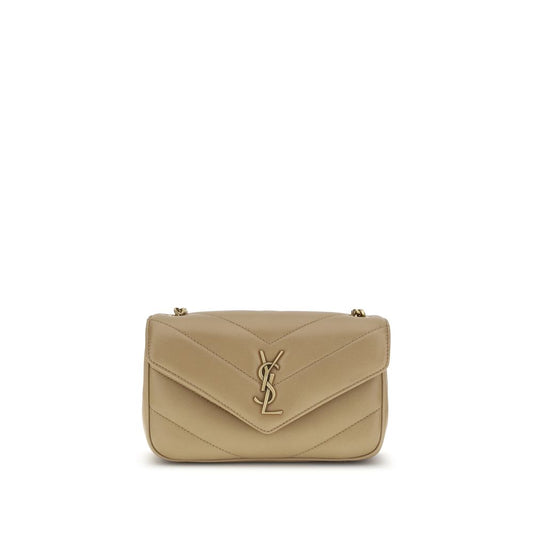 Saint Laurent Beige Chevron Quilting Lamb Leather LouLou Mini Chain Bag
