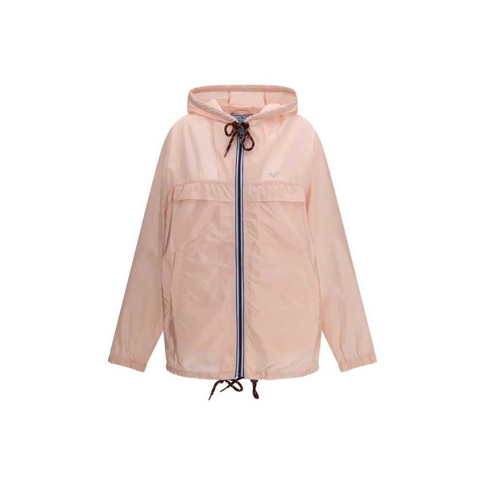 Prada Pink Hooded Drawstring Rain Jacket