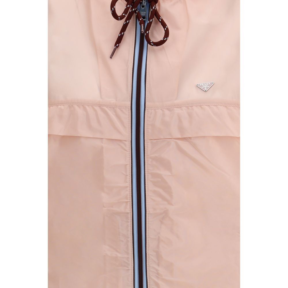 Prada Pink Hooded Drawstring Rain Jacket