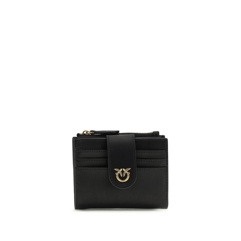 PINKO Black Compact Calf Leather Wallet