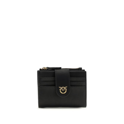 PINKO Black Compact Calf Leather Wallet