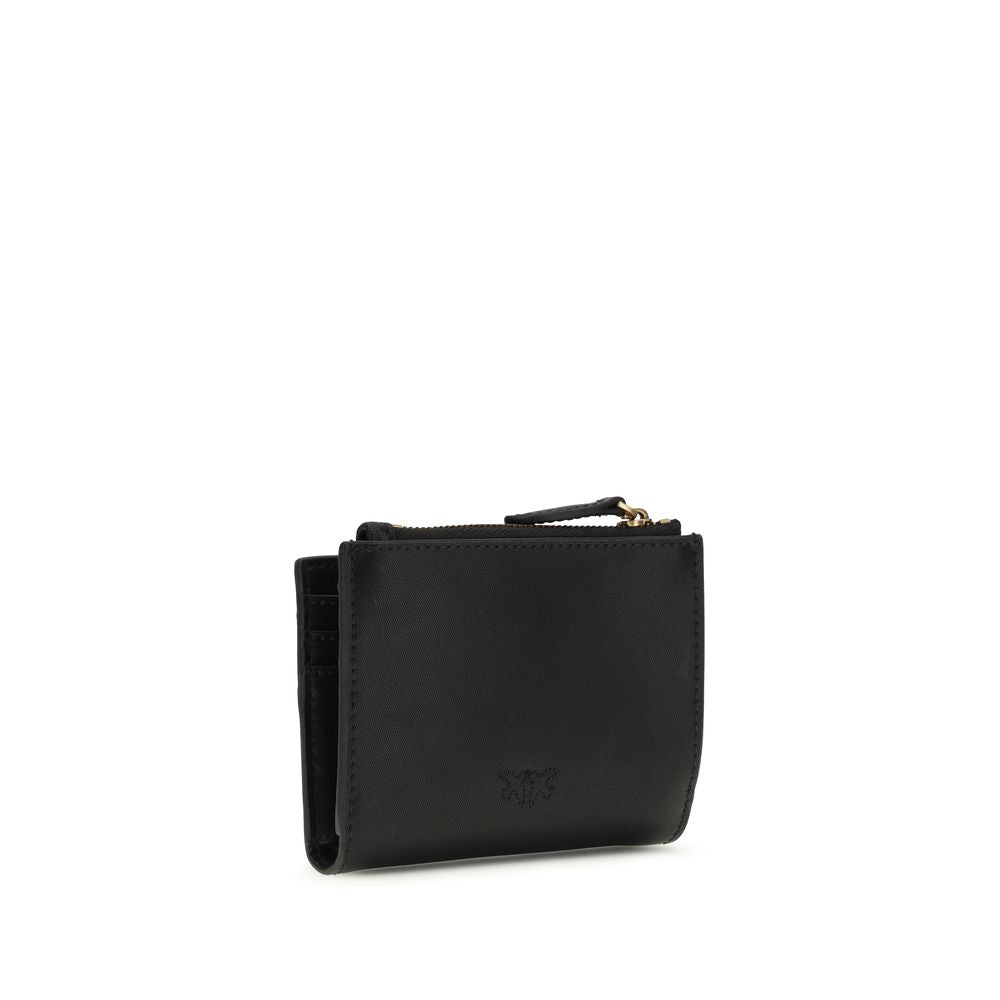 PINKO Black Compact Calf Leather Wallet