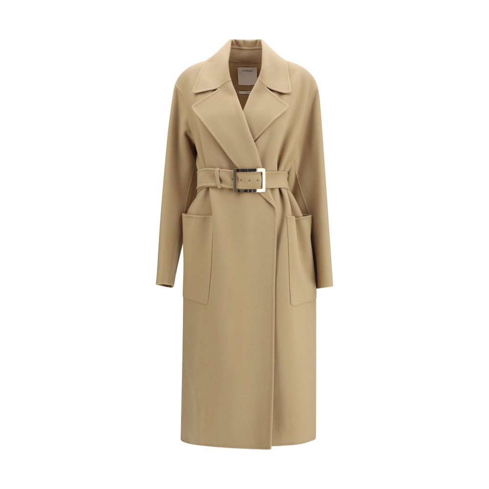 Max Mara Beige Fleece Wool Manu Belted Wool Coat