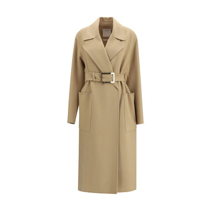 Max Mara Beige Fleece Wool Manu Belted Wool Coat