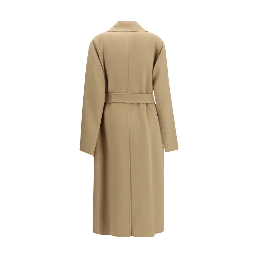Max Mara Beige Fleece Wool Manu Belted Wool Coat