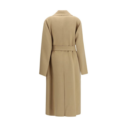 Max Mara Beige Fleece Wool Manu Belted Wool Coat
