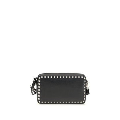 Valentino Garavani Black Calf Leather Rockstud Shoulder Bag