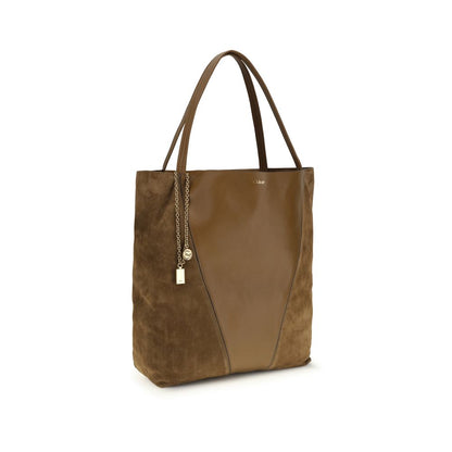 Chloé Brown Calf Leather Spin Tote Bag