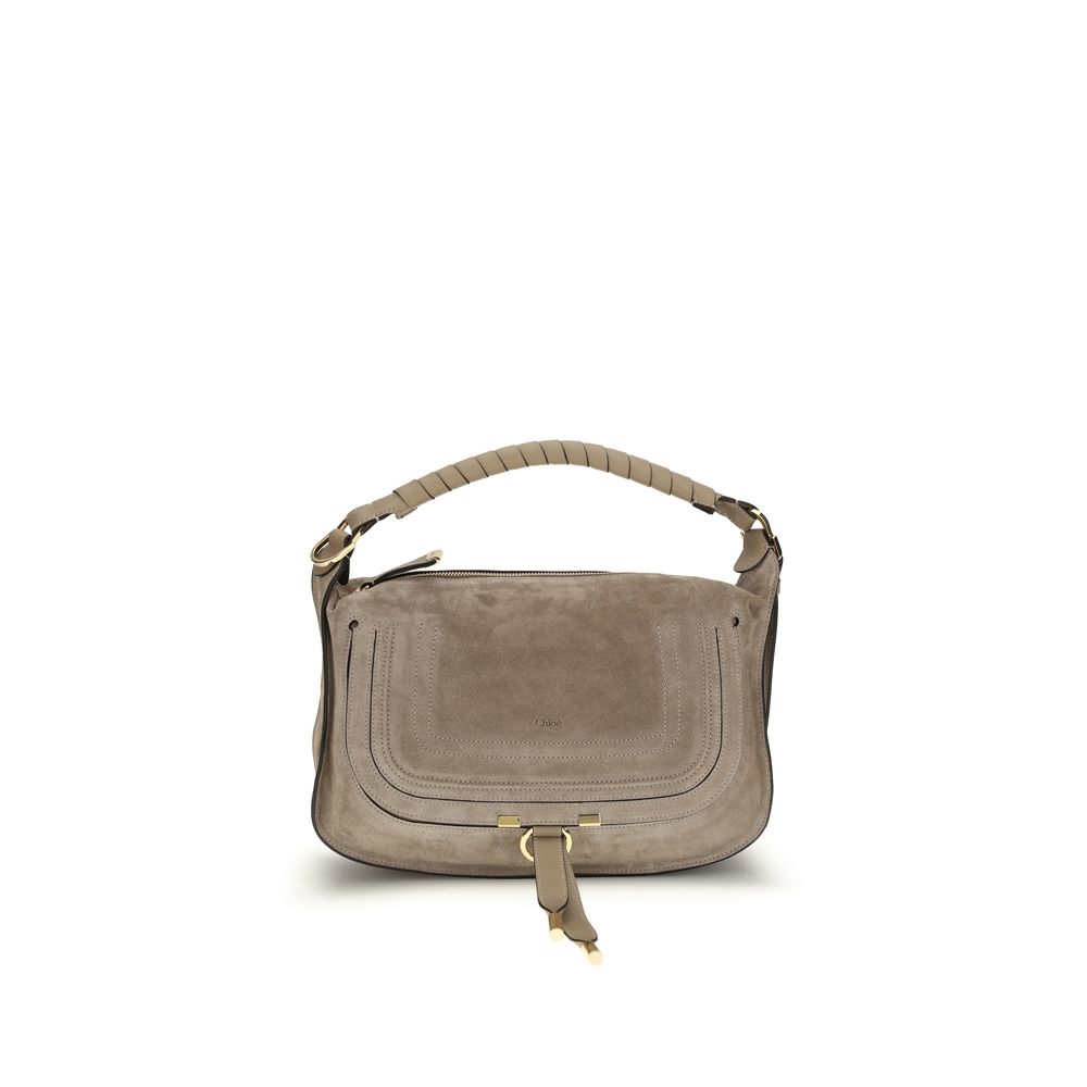Chloé Beige Suede Leather Marcie Shoulder Bag