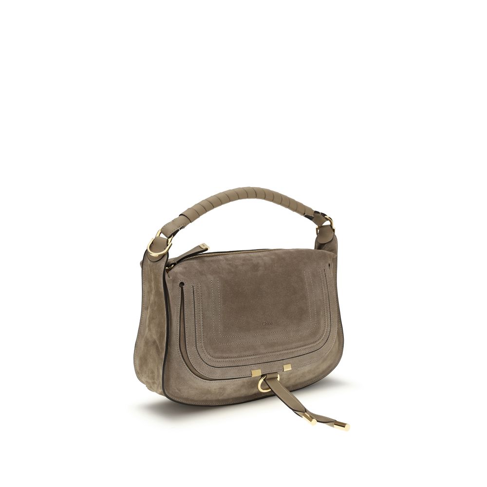 Chloé Beige Suede Leather Marcie Shoulder Bag
